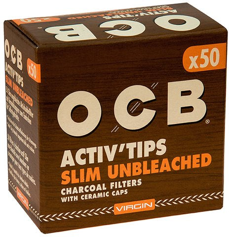 OCB Aktiv Tips Slim unbleached 50 pieces