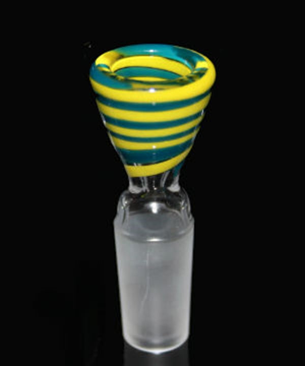 Glass Cup Plaisir striped yellow cyan 14.5