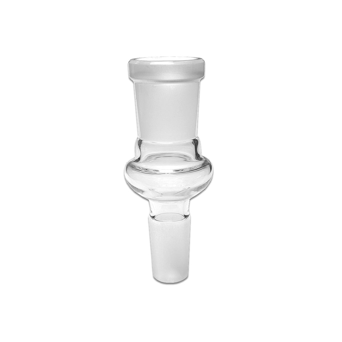 Bong Adapter von der Marke Jelly Joker mit 14,5 auf 18,8mm Funktion. Aus hochwertigem Borosilikatglas. Auf einem weißen Hintergrund.
