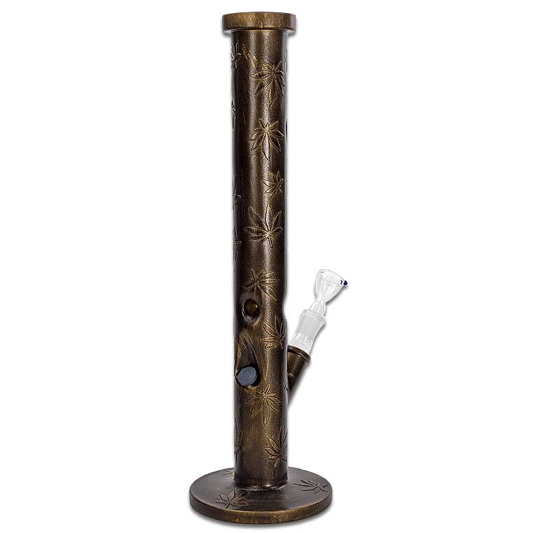 Jelly Joker Glasbong Cast Bronze stehend mit Cannabis Blätter