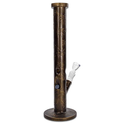 Jelly Joker Glasbong Cast Bronze stehend mit Cannabis Blätter