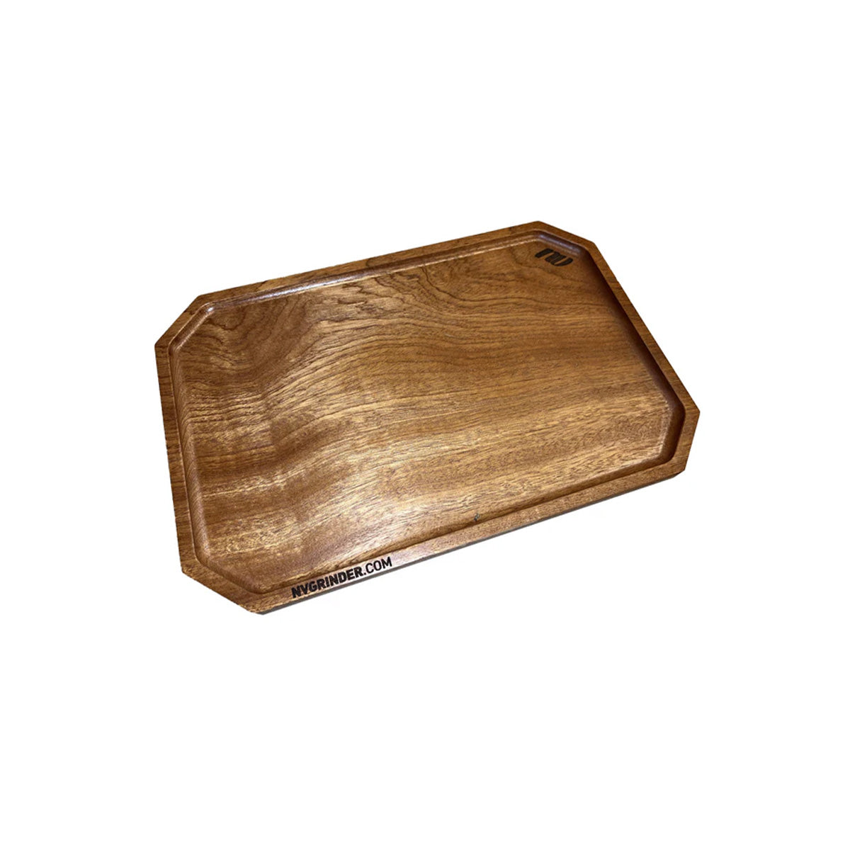 Rolling Tray für das Drehen von Joints und Zigaretten in der Größe Medium aus Akazie und von der Marke NV. Länglich achteckige Form. Auf einem weißen Hintergrund.