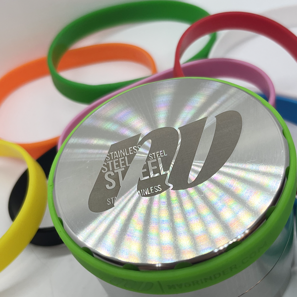 Schutzring für Grinder von der Marke NV aus lebensmittelechtem Silikon in verschiedenen bunten Farben.